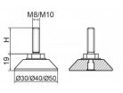 Állítható láb Ø 30mm méretű talppal, M10x30-as szárral. Kiszerelés: 100 db