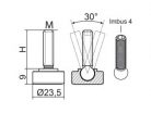 Állítható csuklós láb Ø 23,5mm méretű talppal, M8x20-as szárral. Kiszerelés: 100 db
