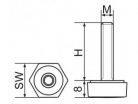 Hatszögletű állítható láb 19 mm széles talppal, M8x20-as szárral. Kiszerelés: 100 db