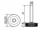 Recézett állítható láb Ø 20mm méretű talppal, M5x13-as szárral. Kiszerelés: 100 db