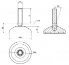 Állítható csuklós láb Ø 60mm méretű talppal, M12x80-as szárral. Kiszerelés: 100 db