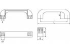 Műanyag fogantyú I=120 mm, Ø 6,5 mm átmenő furattal. Kiszerelés: 100 db